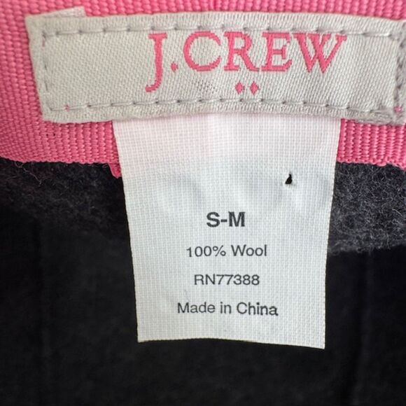 J. Crew Women's SZ S/M 100% Wool Charcoal Gray Cloche Bucket Short-Brim Hat Pink - Picture 3 of 9